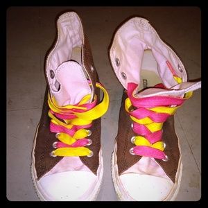 Pink and Brown High Top Converse
